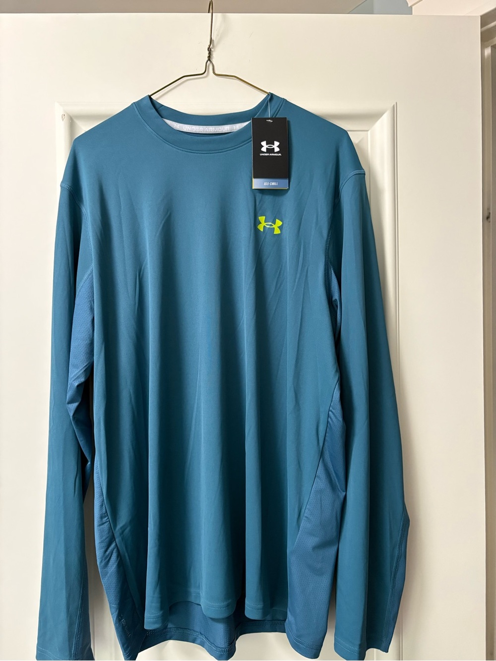 Under armour Long-Sleeve Performance Tee in Teal with Neon Logo